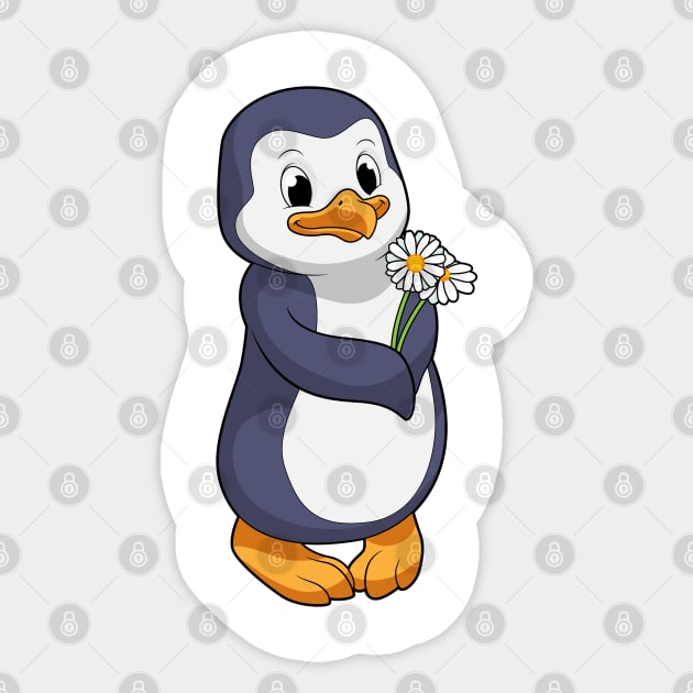 Penguin with Daisy Sticker by Markus Schnabel